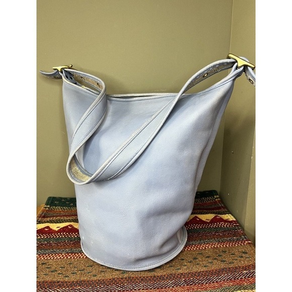 Coach Vintage XL Duffle Feed Sac 9085 in Periwinkle Blue Cowhide Leather - Picture 1 of 12